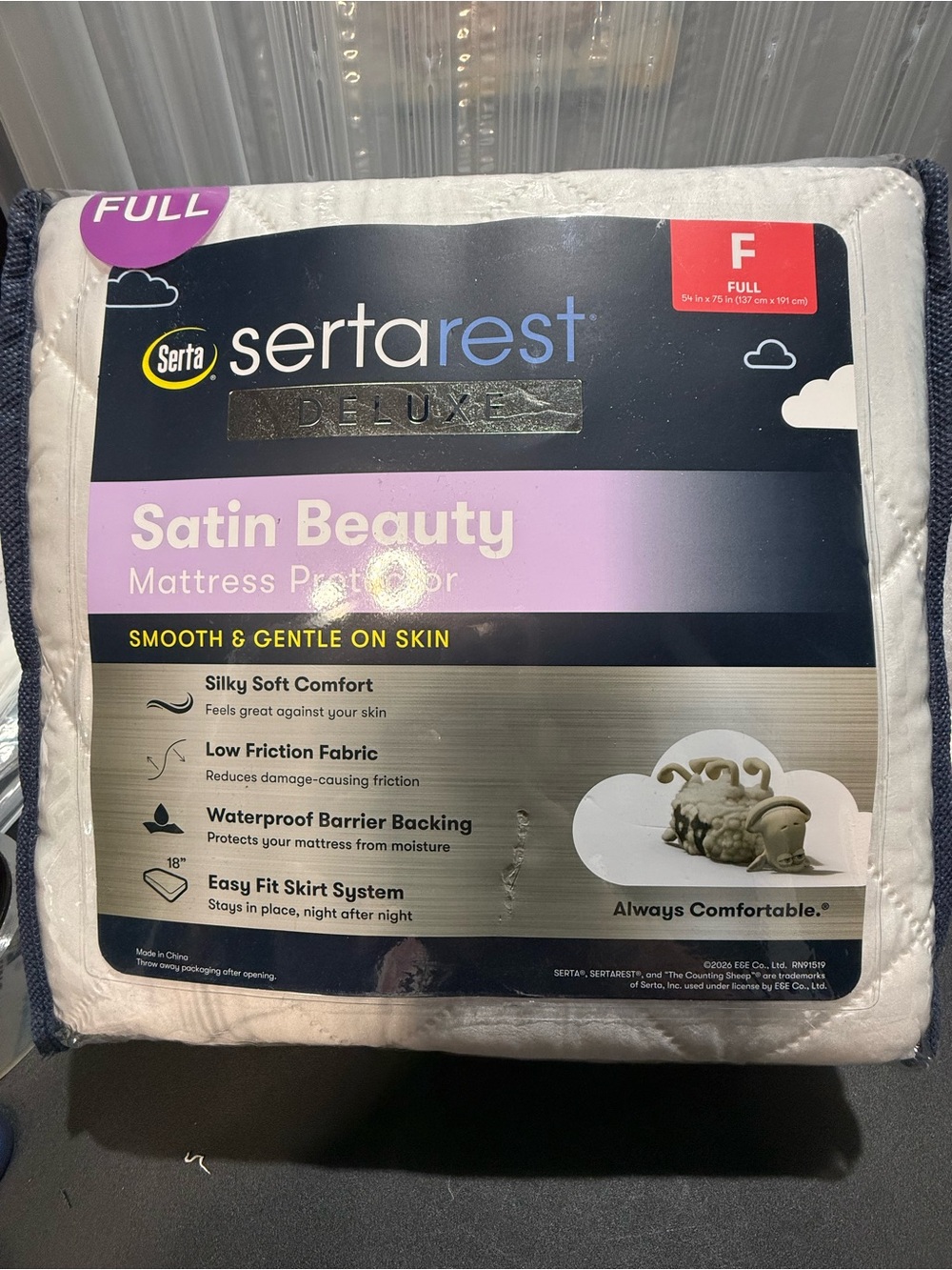 New-Serta SertaRest Deluxe Satin Beauty Full Waterproof Mattress Protector